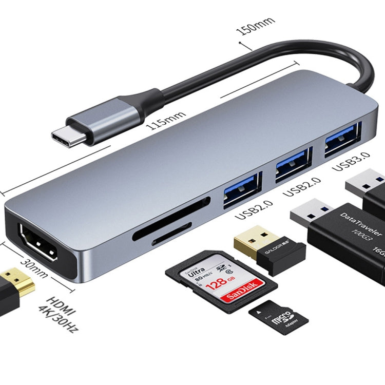 6-in-1 USB-C / Type-C to USB Docking Station HUB Adapter My Store