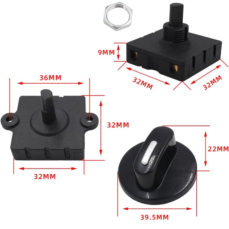 4 Gear 3 Speed Rotary Switch Fan Heater Speed Selector-Reluova