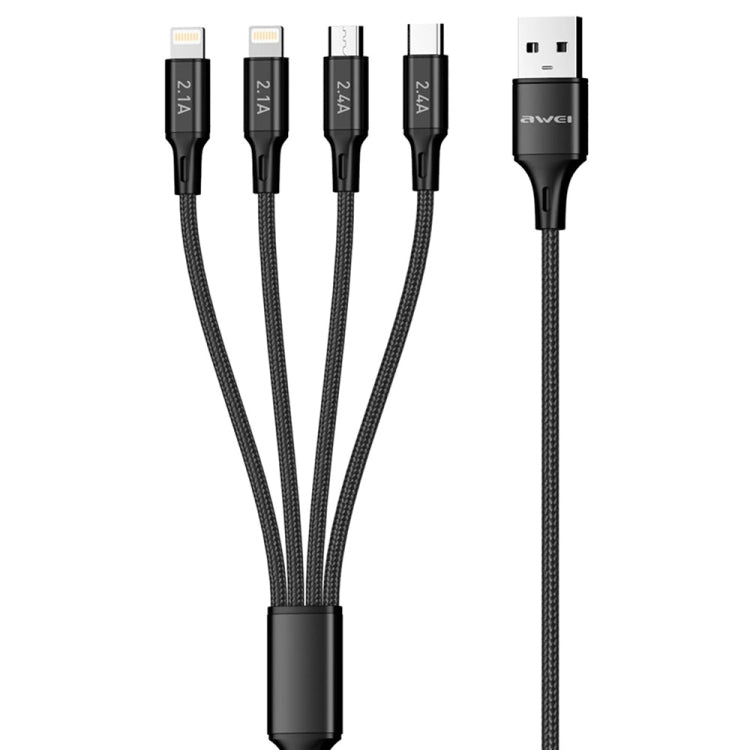 awei CL-129 4 in 1 USB to USB-C / Type-C to 8Pin to Micro USB Multi Charging Cable My Store