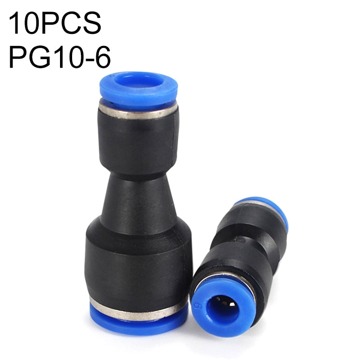 LAIZE 10pcs Plastic Reducing Straight Pneumatic Quick Fitting Connector