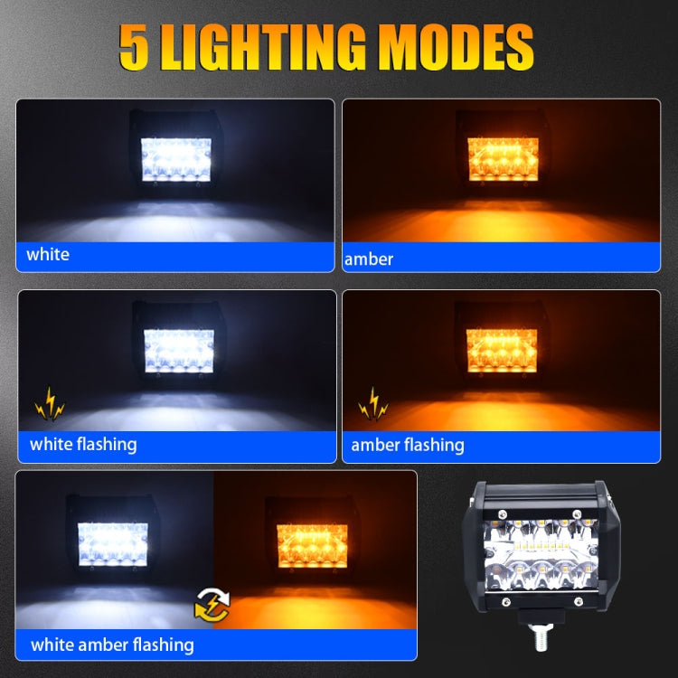 3 Row Car LED Strip Light Working Refit Off-road Vehicle Lamp Roof Strip Light with Yellow White Flash