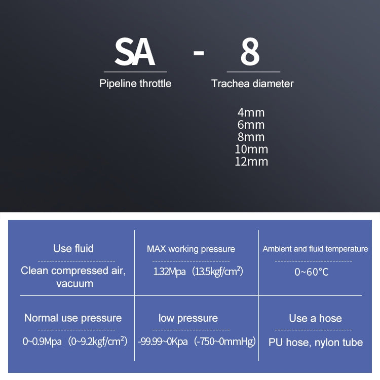 SA-4 LAIZE 2pcs Pipe Throttle Valve Quick Fitting Pneumatic Connector My Store