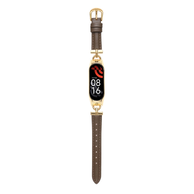 D-shaped Steel + Genuine Leather Watch Band