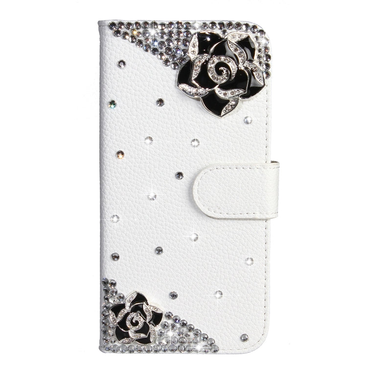 Horizontal Flip Solid Color Rhinestones Leather Case with Card Slot & Wallet & Holder