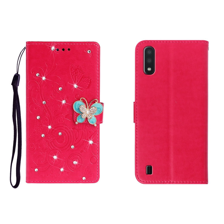 Horizontal Rhinestone Butterfly Embossed Leather Case with Card Slot & Wallet & Holder My Store