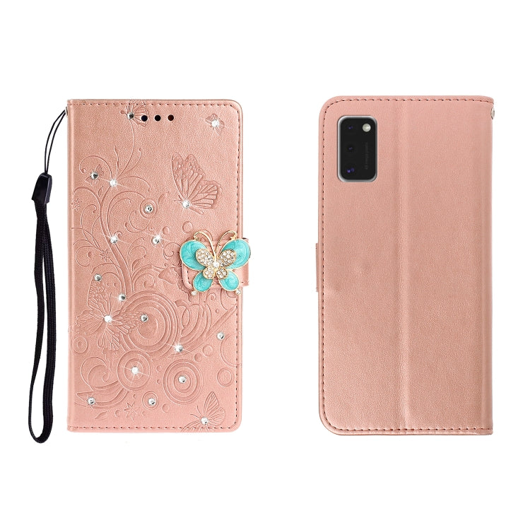 Horizontal Rhinestone Butterfly Embossed Leather Case with Card Slot & Wallet & Holder My Store