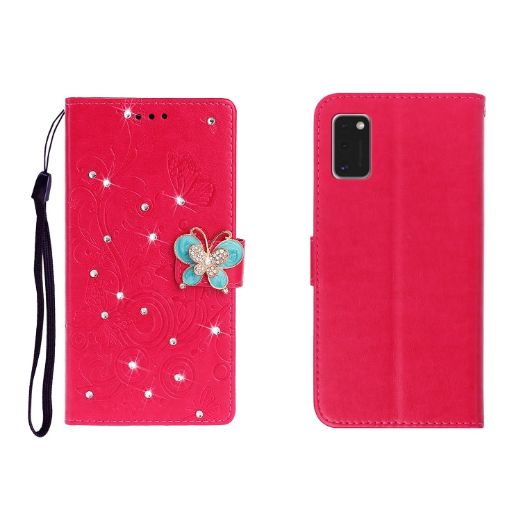 Horizontal Rhinestone Butterfly Embossed Leather Case with Card Slot & Wallet & Holder My Store