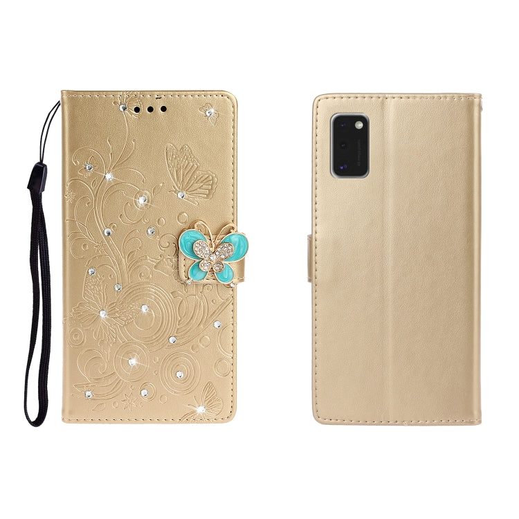 Horizontal Rhinestone Butterfly Embossed Leather Case with Card Slot & Wallet & Holder My Store