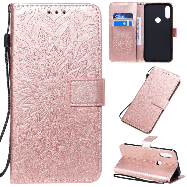 Pressed Printing Sunflower Pattern Horizontal Flip PU Leather Case with Holder & Card Slots & Wallet & Lanyard, Series 3