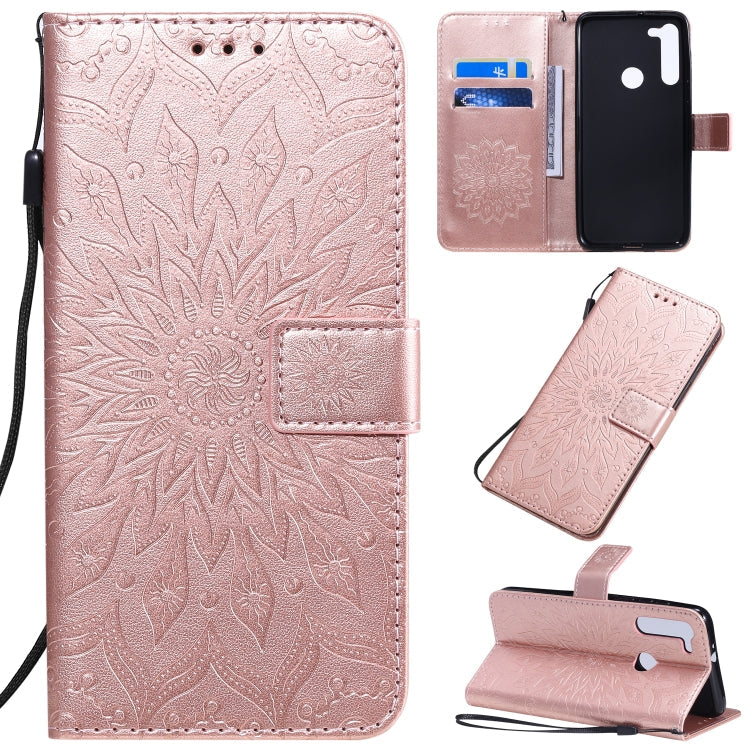 Pressed Printing Sunflower Pattern Horizontal Flip PU Leather Case with Holder & Card Slots & Wallet & Lanyard, Series 4