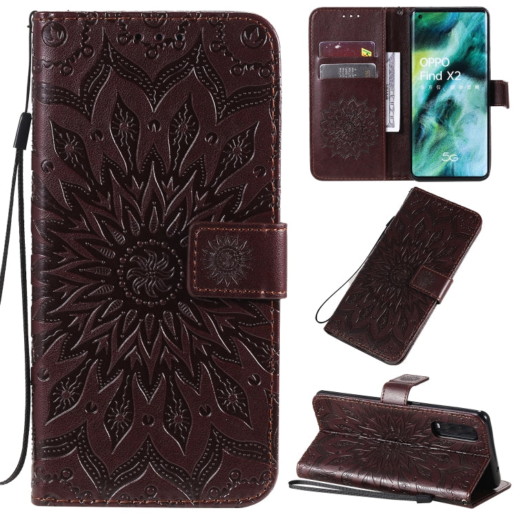 Pressed Printing Sunflower Pattern Horizontal Flip PU Leather Case with Holder & Card Slots & Wallet & Lanyard, Series 4