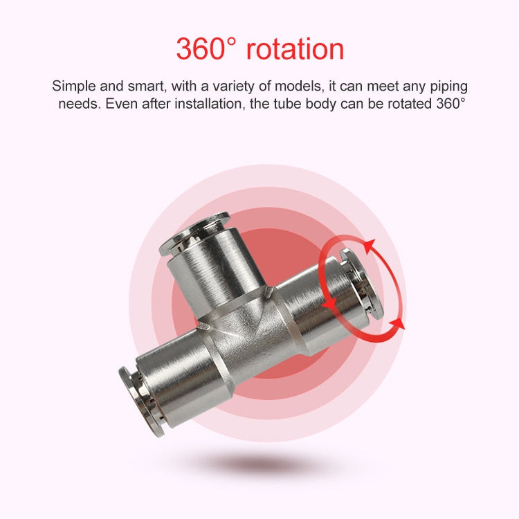 LAIZE Nickel Plated Copper Tee Pneumatic Quick Fitting Connector