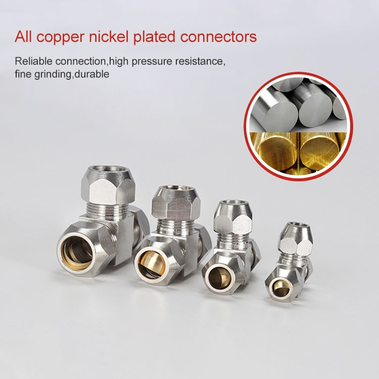 LAIZE Nickel Plated Copper T Type Tee Pneumatic Quick Fitting Copper Pipe Connector