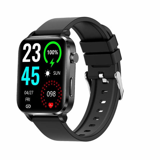 F100 1.7 inch HD Square Screen TPU Strap Smart Watch Supports Body Temperature Monitoring/Blood Oxygen Monitoring