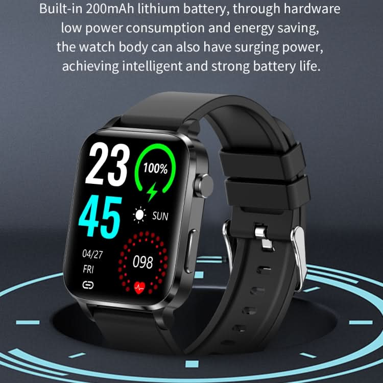 F100 1.7 inch HD Square Screen TPU Strap Smart Watch Supports Body Temperature Monitoring/Blood Oxygen Monitoring