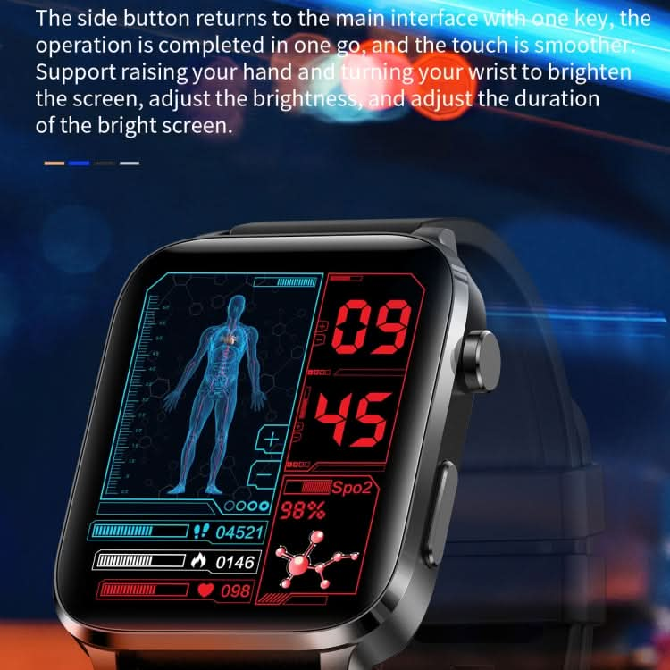 F100 1.7 inch HD Square Screen Leather Strap Smart Watch Supports Body Temperature Monitoring/Blood Oxygen Monitoring