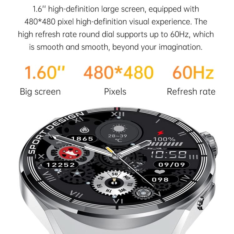 MD3MAX 1.39 inch Round Screen Leather Strap Smart Watch Supports Heart Rate Monitoring/Blood Oxygen Monitoring