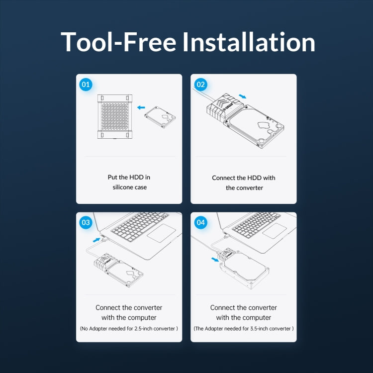 ORICO UTS1 Type-C / USB-C USB 3.0 2.5-inch SATA HDD Adapter with Silicone Case