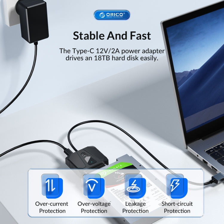 ORICO UTS1 Type-C / USB-C USB 3.0 2.5-inch SATA HDD Adapter with 12V 2A Power Adapter My Store