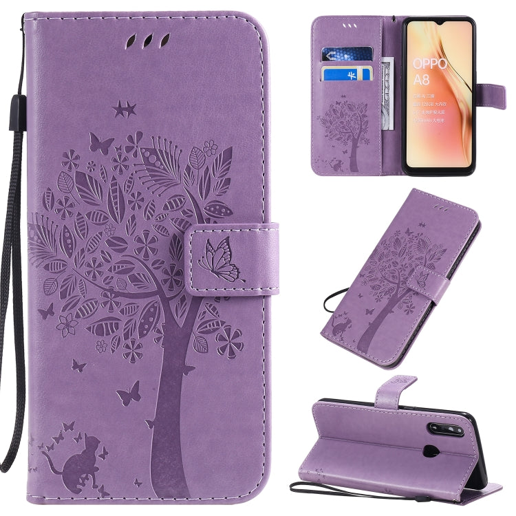 Tree & Cat Pattern Pressed Printing Horizontal Flip PU Leather Case with Holder & Card Slots & Wallet & Lanyard, Series 7 My Store