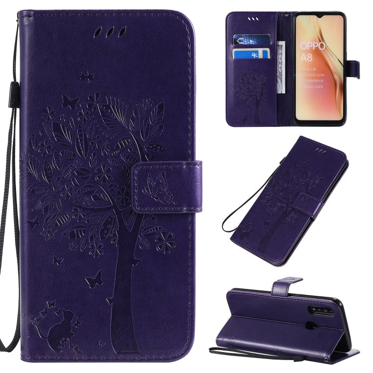 Tree & Cat Pattern Pressed Printing Horizontal Flip PU Leather Case with Holder & Card Slots & Wallet & Lanyard, Series 7 My Store