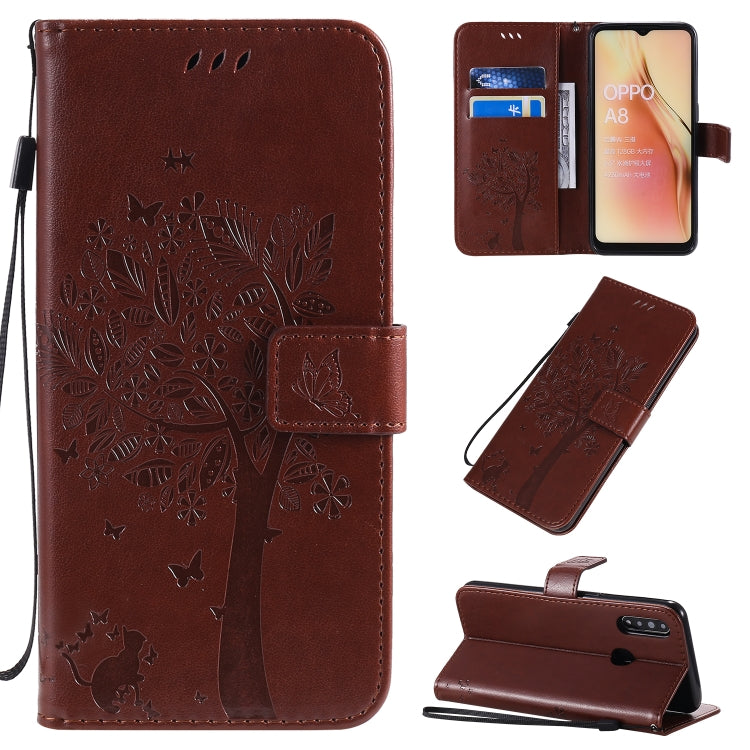 Tree & Cat Pattern Pressed Printing Horizontal Flip PU Leather Case with Holder & Card Slots & Wallet & Lanyard, Series 7 My Store