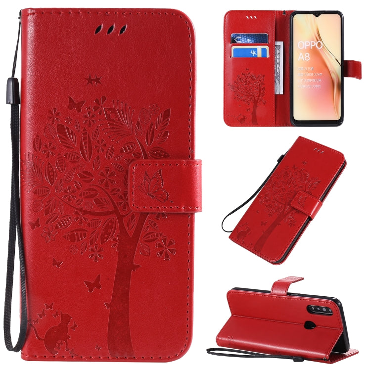 Tree & Cat Pattern Pressed Printing Horizontal Flip PU Leather Case with Holder & Card Slots & Wallet & Lanyard, Series 7 My Store