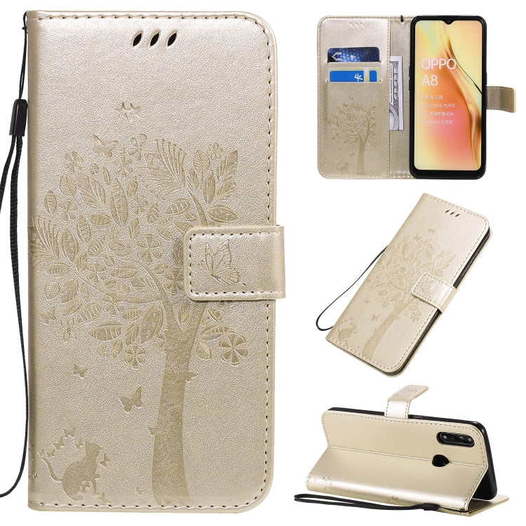 Tree & Cat Pattern Pressed Printing Horizontal Flip PU Leather Case with Holder & Card Slots & Wallet & Lanyard, Series 7 My Store