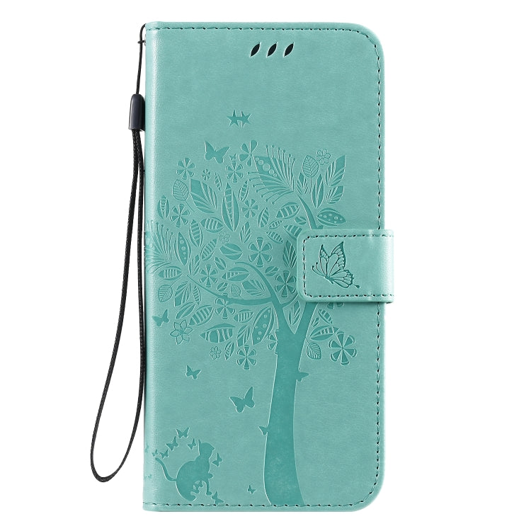 Tree & Cat Pattern Pressed Printing Horizontal Flip PU Leather Case with Holder & Card Slots & Wallet & Lanyard, Series 9