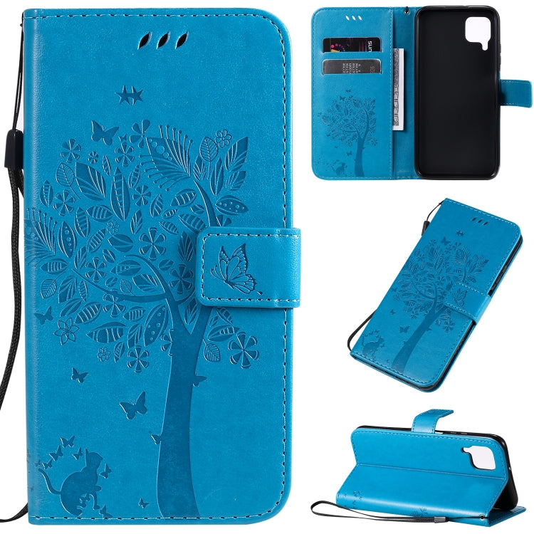 Tree & Cat Pattern Pressed Printing Horizontal Flip PU Leather Case with Holder & Card Slots & Wallet & Lanyard, Series 4