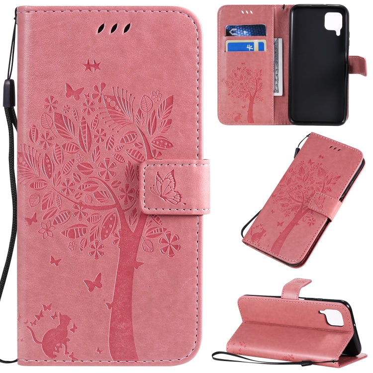 Tree & Cat Pattern Pressed Printing Horizontal Flip PU Leather Case with Holder & Card Slots & Wallet & Lanyard, Series 4