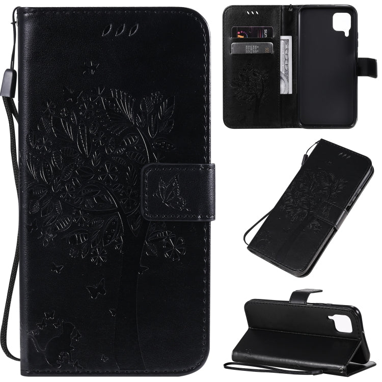 Tree & Cat Pattern Pressed Printing Horizontal Flip PU Leather Case with Holder & Card Slots & Wallet & Lanyard, Series 4