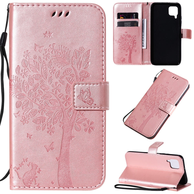 Tree & Cat Pattern Pressed Printing Horizontal Flip PU Leather Case with Holder & Card Slots & Wallet & Lanyard, Series 4