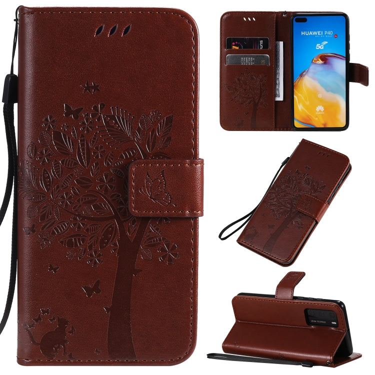 Tree & Cat Pattern Pressed Printing Horizontal Flip PU Leather Case with Holder & Card Slots & Wallet & Lanyard, Series 8 My Store