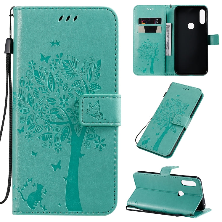 Tree & Cat Pattern Pressed Printing Horizontal Flip PU Leather Case with Holder & Card Slots & Wallet & Lanyard, Series 1 My Store