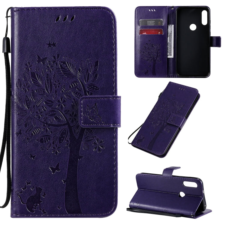 Tree & Cat Pattern Pressed Printing Horizontal Flip PU Leather Case with Holder & Card Slots & Wallet & Lanyard, Series 1 My Store