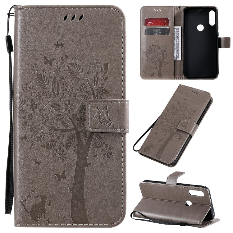 Tree & Cat Pattern Pressed Printing Horizontal Flip PU Leather Case with Holder & Card Slots & Wallet & Lanyard, Series 1 My Store