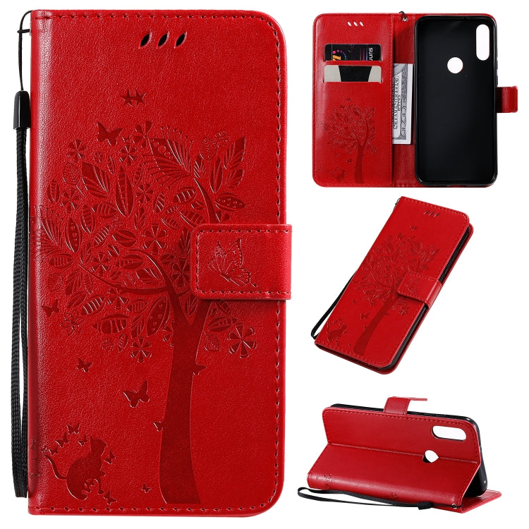 Tree & Cat Pattern Pressed Printing Horizontal Flip PU Leather Case with Holder & Card Slots & Wallet & Lanyard, Series 1 My Store