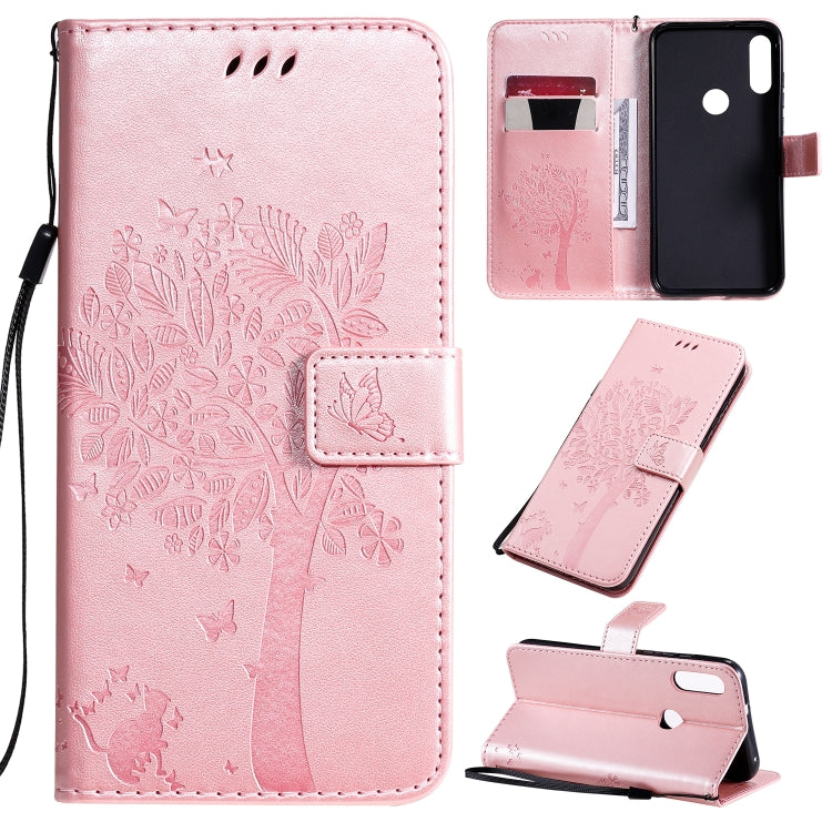 Tree & Cat Pattern Pressed Printing Horizontal Flip PU Leather Case with Holder & Card Slots & Wallet & Lanyard, Series 1 My Store