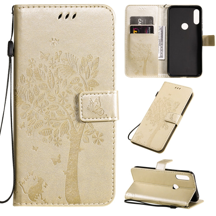 Tree & Cat Pattern Pressed Printing Horizontal Flip PU Leather Case with Holder & Card Slots & Wallet & Lanyard, Series 1 My Store