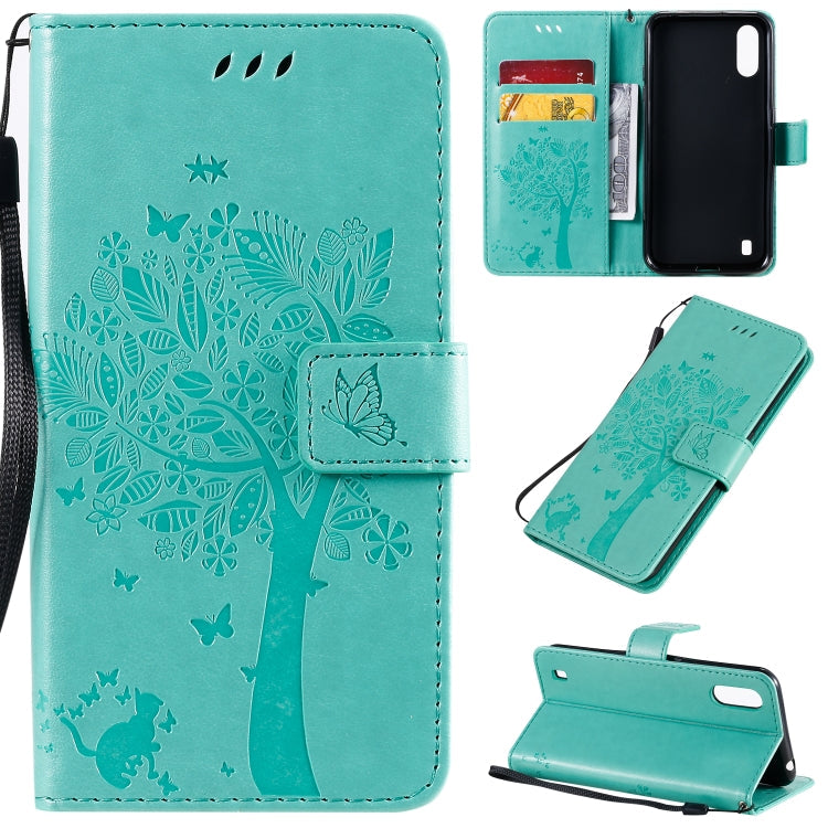 Tree & Cat Pattern Pressed Printing Horizontal Flip PU Leather Case with Holder & Card Slots & Wallet & Lanyard, Series 1 My Store