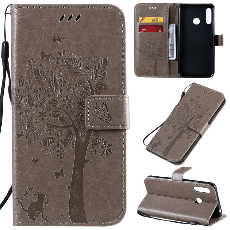 Tree & Cat Pattern Pressed Printing Horizontal Flip PU Leather Case with Holder & Card Slots & Wallet & Lanyard, Series 5 My Store