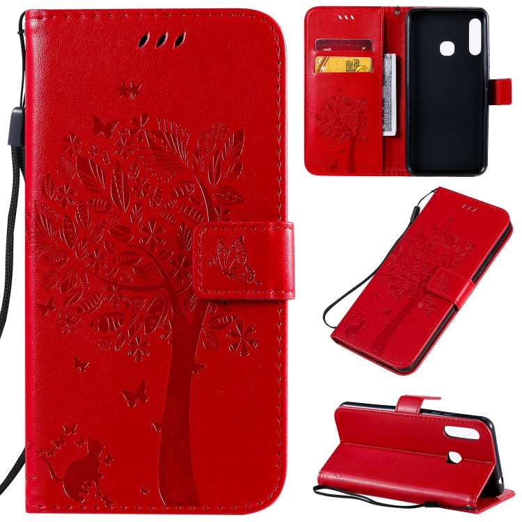 Tree & Cat Pattern Pressed Printing Horizontal Flip PU Leather Case with Holder & Card Slots & Wallet & Lanyard, Series 5 My Store