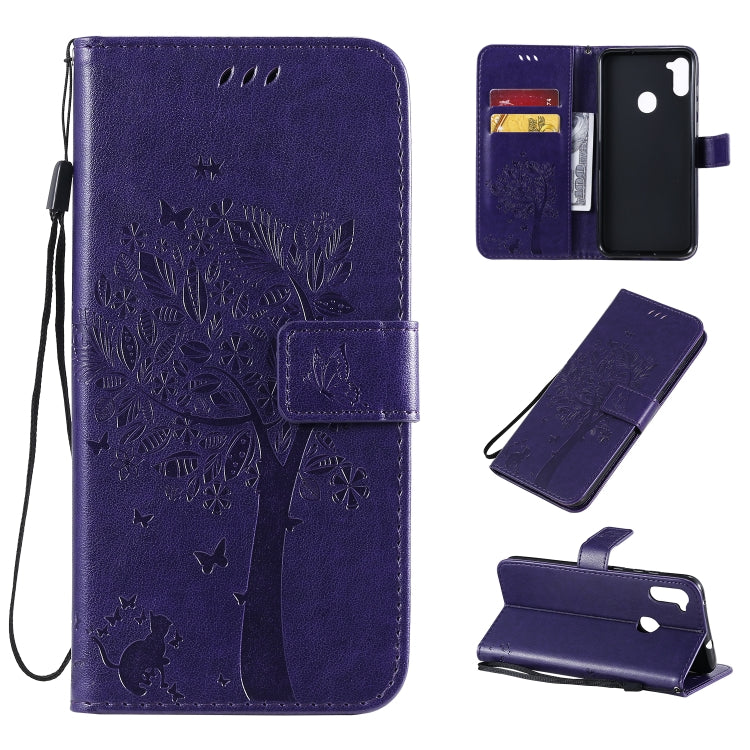 Tree & Cat Pattern Pressed Printing Horizontal Flip PU Leather Case with Holder & Card Slots & Wallet & Lanyard, Series 10 My Store