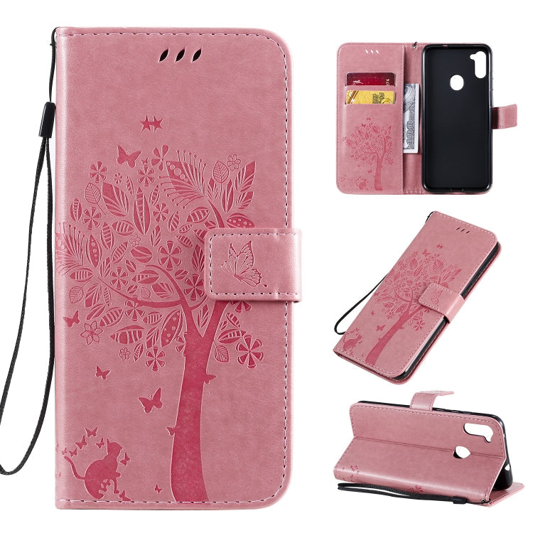 Tree & Cat Pattern Pressed Printing Horizontal Flip PU Leather Case with Holder & Card Slots & Wallet & Lanyard, Series 10 My Store