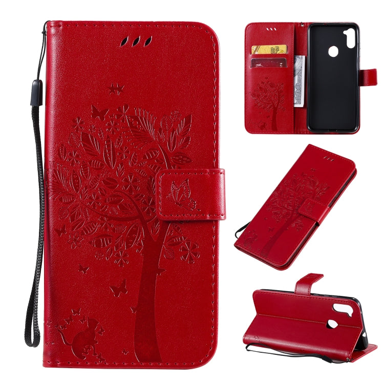 Tree & Cat Pattern Pressed Printing Horizontal Flip PU Leather Case with Holder & Card Slots & Wallet & Lanyard, Series 10 My Store