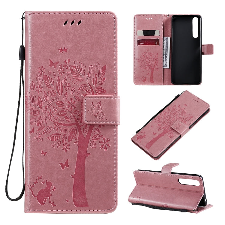 Tree & Cat Pattern Pressed Printing Horizontal Flip PU Leather Case with Holder & Card Slots & Wallet & Lanyard, Series 2 My Store