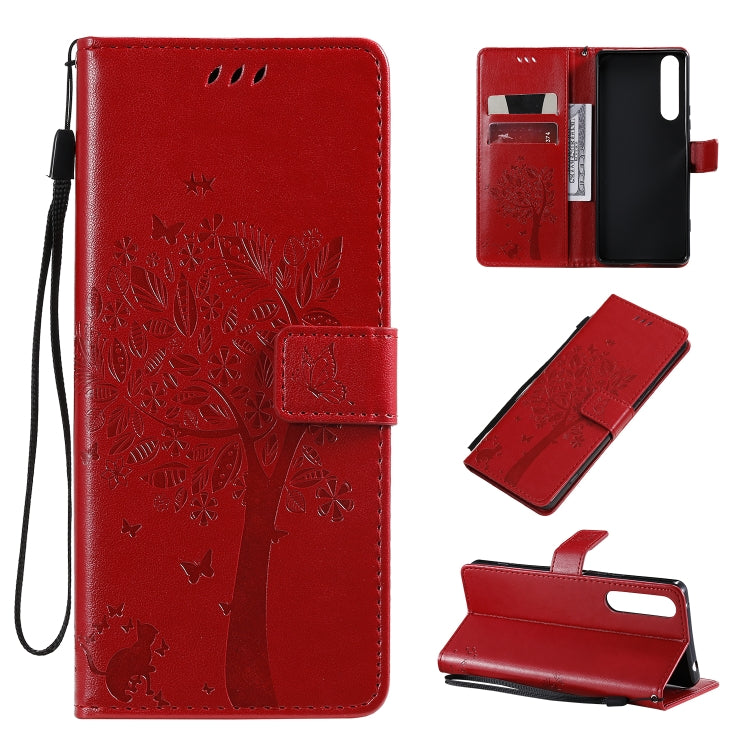 Tree & Cat Pattern Pressed Printing Horizontal Flip PU Leather Case with Holder & Card Slots & Wallet & Lanyard, Series 2 My Store