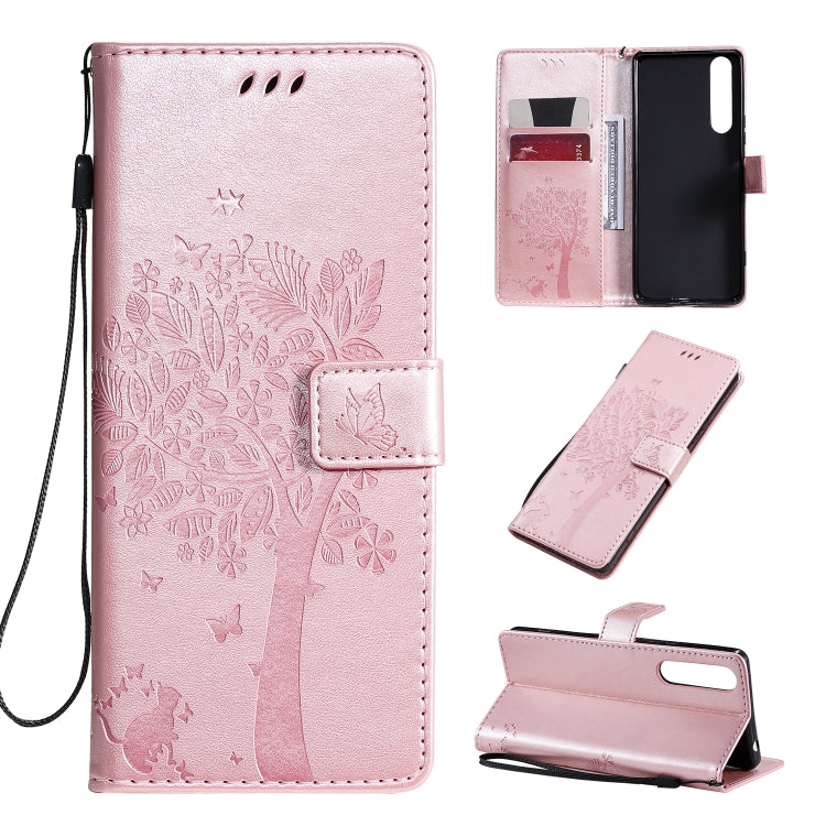 Tree & Cat Pattern Pressed Printing Horizontal Flip PU Leather Case with Holder & Card Slots & Wallet & Lanyard, Series 2 My Store