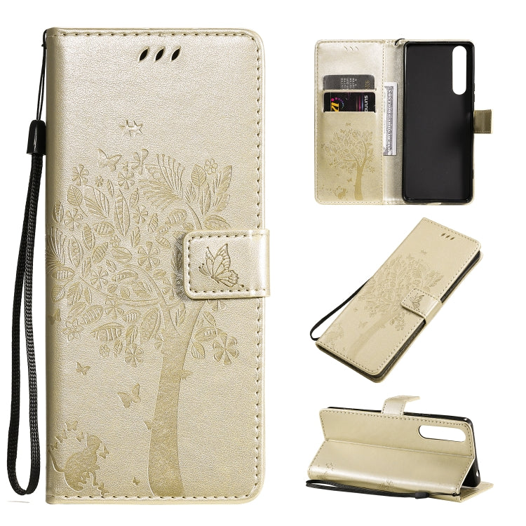 Tree & Cat Pattern Pressed Printing Horizontal Flip PU Leather Case with Holder & Card Slots & Wallet & Lanyard, Series 2 My Store